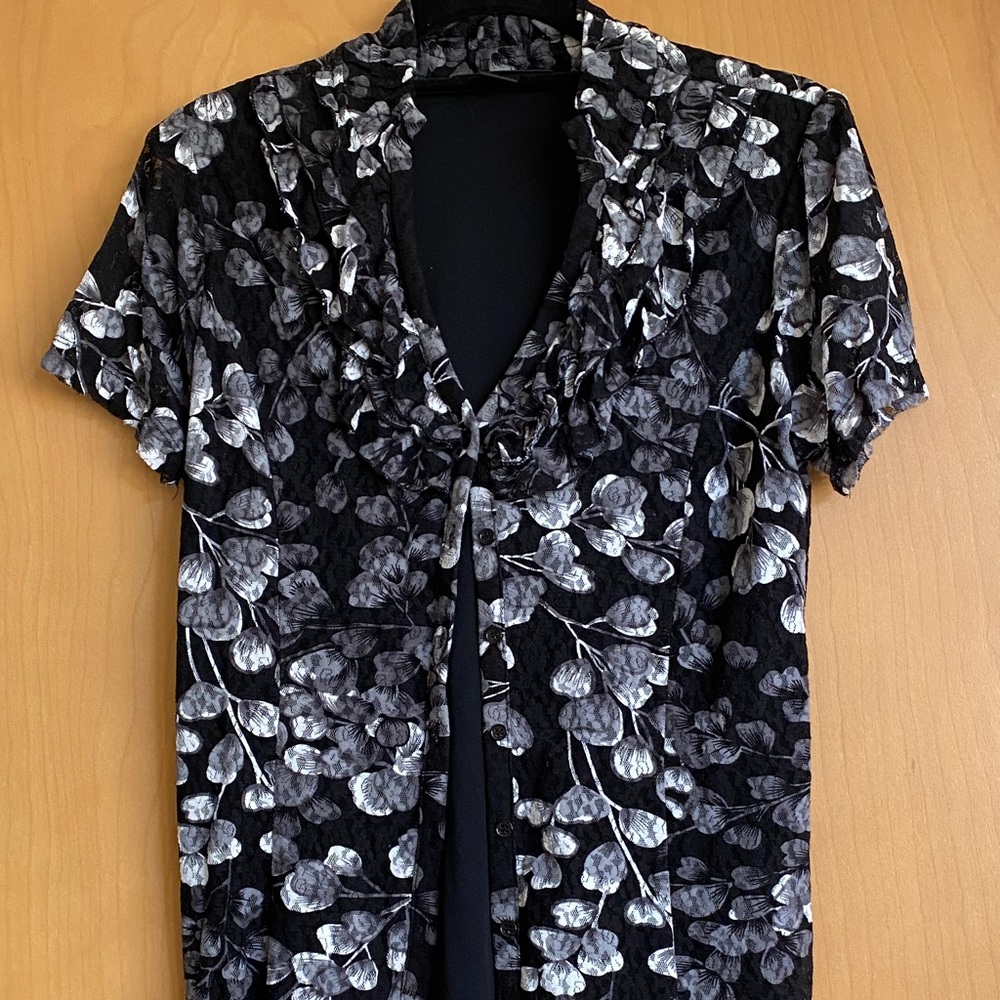 Floral Black and Gray ladies blouse /top
